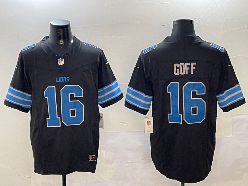 Men Detroit Lions #16 Goff Black three generations 2024 Nike Limited NFL Jersey style 1->detroit lions->NFL Jersey